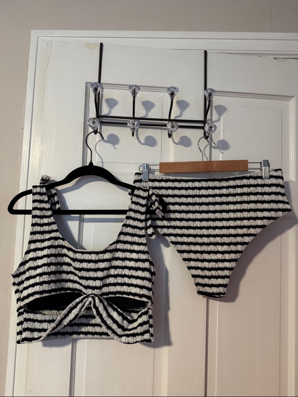 NWOT Striped Black & White Ribbed Bikini Set Swim Size XL - Picture 6 of 10